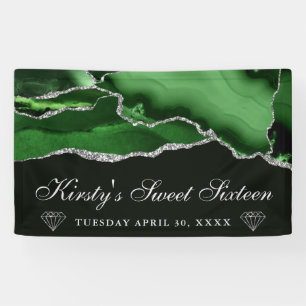 Banderoles Vert et Argent Paillettes Agate Sweet Seize