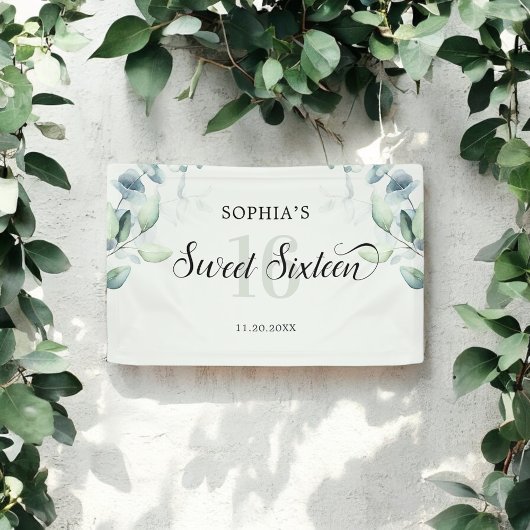 Banderoles Vert Eucalyptus Rustic Sweet 16