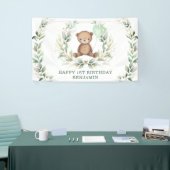 Banderoles Vert Ours Teddy Balloon Jaune Joyeux Anniversaire (Salon professionnel)