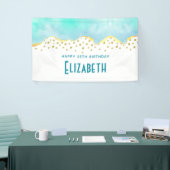 Banderoles Vert tropical paisible avec frontière or Anniversa (Salon professionnel)