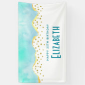 Banderoles Vert tropical paisible avec frontière or Anniversa (Vertical)