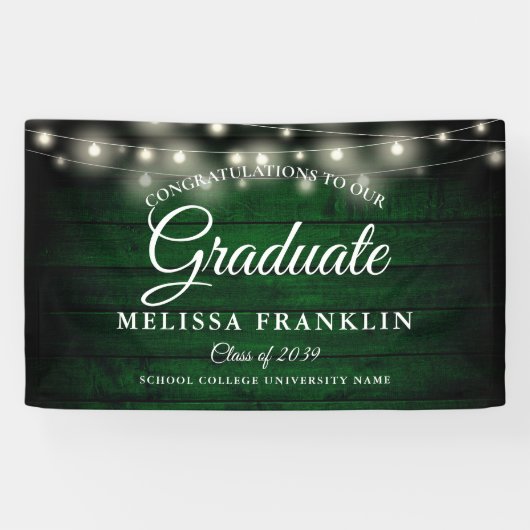 Banderoles Verte Rustique Chaîne de bois Lumières Graduation (Horizontal)