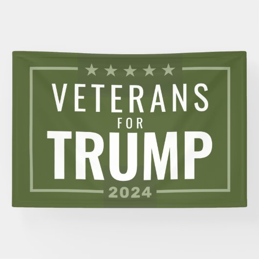 Banderoles Vétérans pour Trump 2024 - vert olive (Horizontal)
