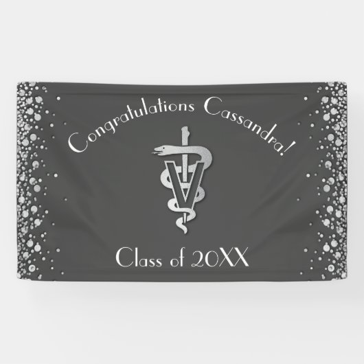 Banderoles Veterinarian Graduation Grey Silver (Horizontal)