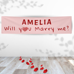 Banderoles Veux-tu m'épouser Cœur Rouge Rose Proposition Roma