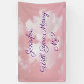 Banderoles Veux-Tu M'Épouser ? Nuages Ciel Rose, Nom et Texte (Vertical)