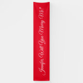 Banderoles Veux-Tu M'Épouser ? Texte de script blanc, rouge (Vertical)