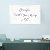 Banderoles Veux-Tu M'Épouser ? Texte violet en blanc (Salon professionnel)