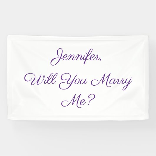 Banderoles Veux-Tu M'Épouser ? Texte violet en blanc (Horizontal)