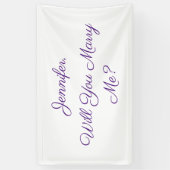 Banderoles Veux-Tu M'Épouser ? Texte violet en blanc (Vertical)