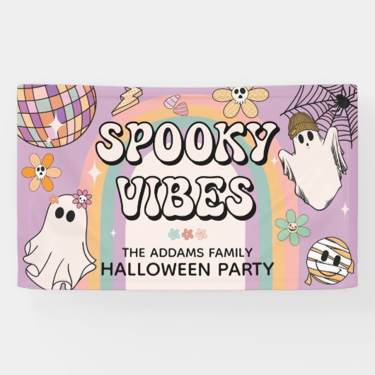 Banderoles Vibes éffrayantes Retro Amusement Halloween (Horizontal)