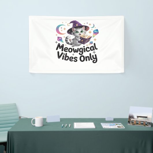 Banderoles Vibes Méowgiques Uniquement, Chat Kawaii Witch Flo (Salon professionnel)