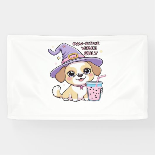 Banderoles Vibes Paw-Stive Seulement Chien mignon Avec Bubble (Horizontal)