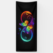 Banderoles Vibrant infinity with rainbow butterfly on black (Vertical)
