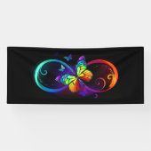 Banderoles Vibrant infinity with rainbow butterfly on black (Horizontal)