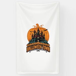Banderoles Ville d'Halloween Château Hanté Vintage Citrouille