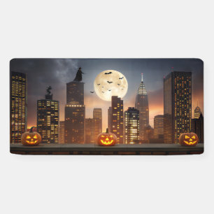 Banderoles ville nocturne d'Halloween pooky avec Citrouille