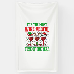 Banderoles Vin de Noël Merveilleux Design de Vin Rouge