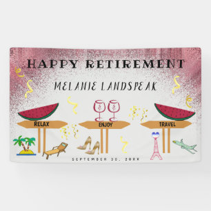 Banderoles Vin rose Parties scintillant, relax & Voyage Bonne