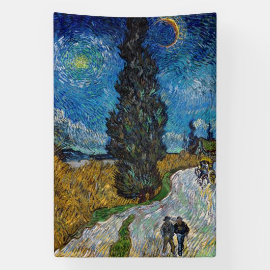 Banderoles Vincent van Gogh - Route avec Cypress et Star (Verticale)