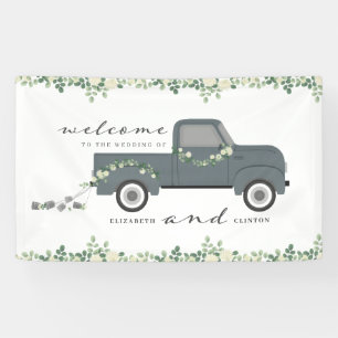 Banderoles Vintage Camion Mariage Floral Bienvenue