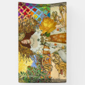 Banderoles Vintage femme Soleil d'or : Leo Zodiac Collage Art (Vertical)