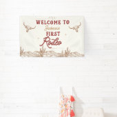 Banderoles Vintage Maroon First Rodeo 1st Birthday Banner (Insitu)