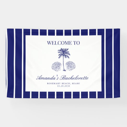 Banderoles Vintage Modern Navy Beach Bachelorette Welcome (Horizontal)