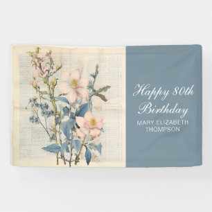 Banderoles Vintaqe botanique Fleur sauvage 80e anniversaire