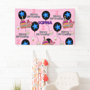 Banderoles Vinyl Banner, Happy 2nd Birthday Banner, #2nd