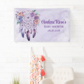 Banderoles Violet Dreamcatcher et Fleurs Baby shower fille (En situation)