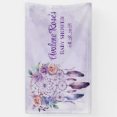 Banderoles Violet Dreamcatcher et Fleurs Baby shower fille (Vertical)