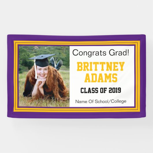 Banderoles Violet et or Grad une photo (Horizontal)