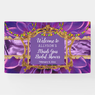 Banderoles Violet   Gold Floral Mardi Gras Fête des mariées