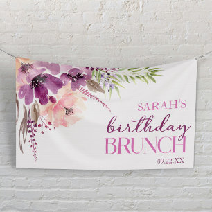 Banderoles Violet Magenta Purple Floral Anniversaire Brunch