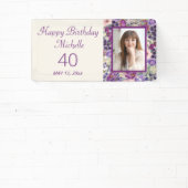 Banderoles Violet rose rose rose florale Anniversaire Bienven (Insitu)