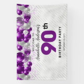 Banderoles Violet violet Ballons d'argent Bienvenue 90e anniv (Verticale)