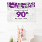 Banderoles Violet violet Ballons d'argent Bienvenue 90e anniv (Insitu)