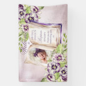 Banderoles Violets Violets Violets Archés Photo Baptême uniqu (Verticale)