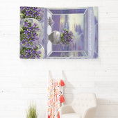 Banderoles violettes dans un pot de lune (Insitu)