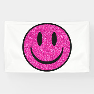 Banderoles Visage de sourire rose Parties scintillant
