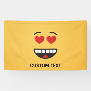 Banderoles Visage souriant aux yeux en forme de coeur