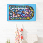 Banderoles Vitrail de Noël en vinyle de 5' x 3' (En situation)