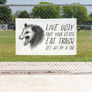 Banderoles Vivez Vilain Fake Votre Mort Manger Trash Drôle Op