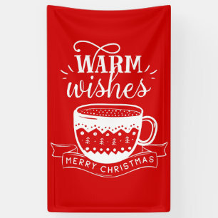 Banderoles Vœux chaleureux Tasse chaude Café Cacao Rouge Blan