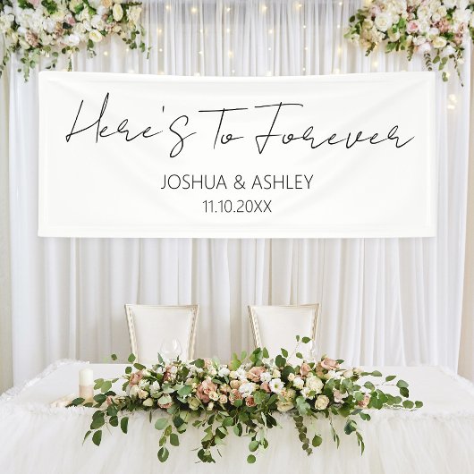 Banderoles Voici À Jamais Script Mariage Élégant