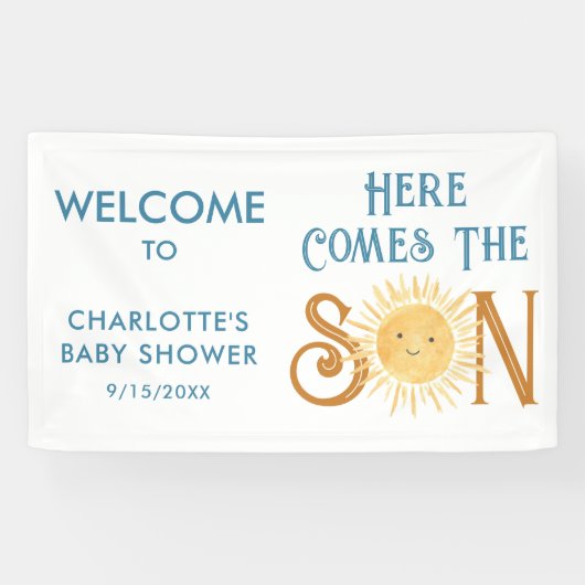 Banderoles Voici Le Baby shower Fils (Horizontal)