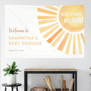 Banderoles Voici le baby shower neutre de genre du soleil