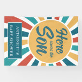 Banderoles Voici le Baby shower Son Retro Sun (Horizontal)