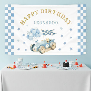 Banderoles Voiture de course Garçon Premier Anniversaire Bleu
